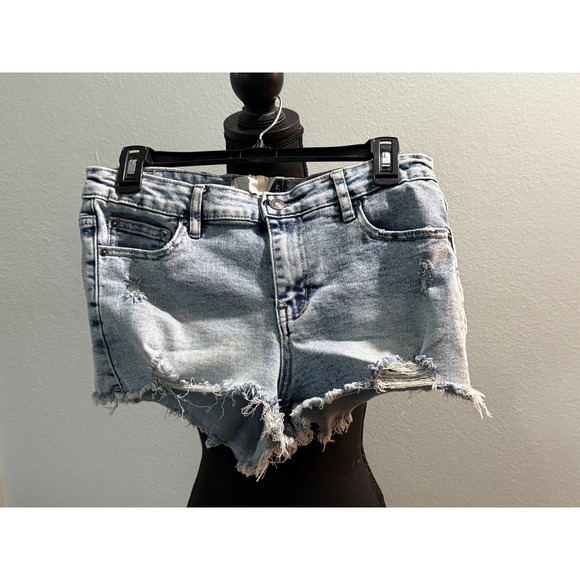 Project Rebel Denim Shorts Juniors Size 5 Light Wash Distressed Raw Hem, Exc. - Picture 1 of 5